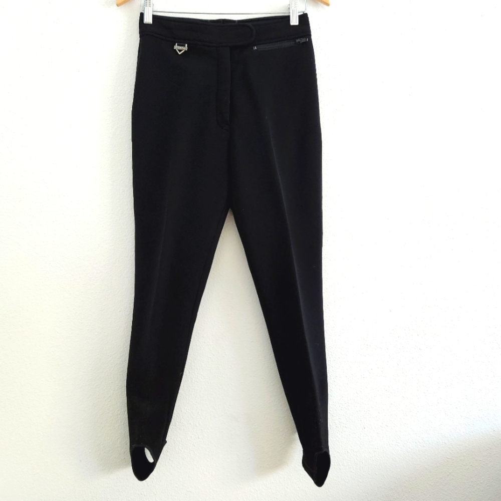 Fera Skiwear Womens Black Vintage Wool Stretch Stirrup Leggings Ski Pants Sz 10R